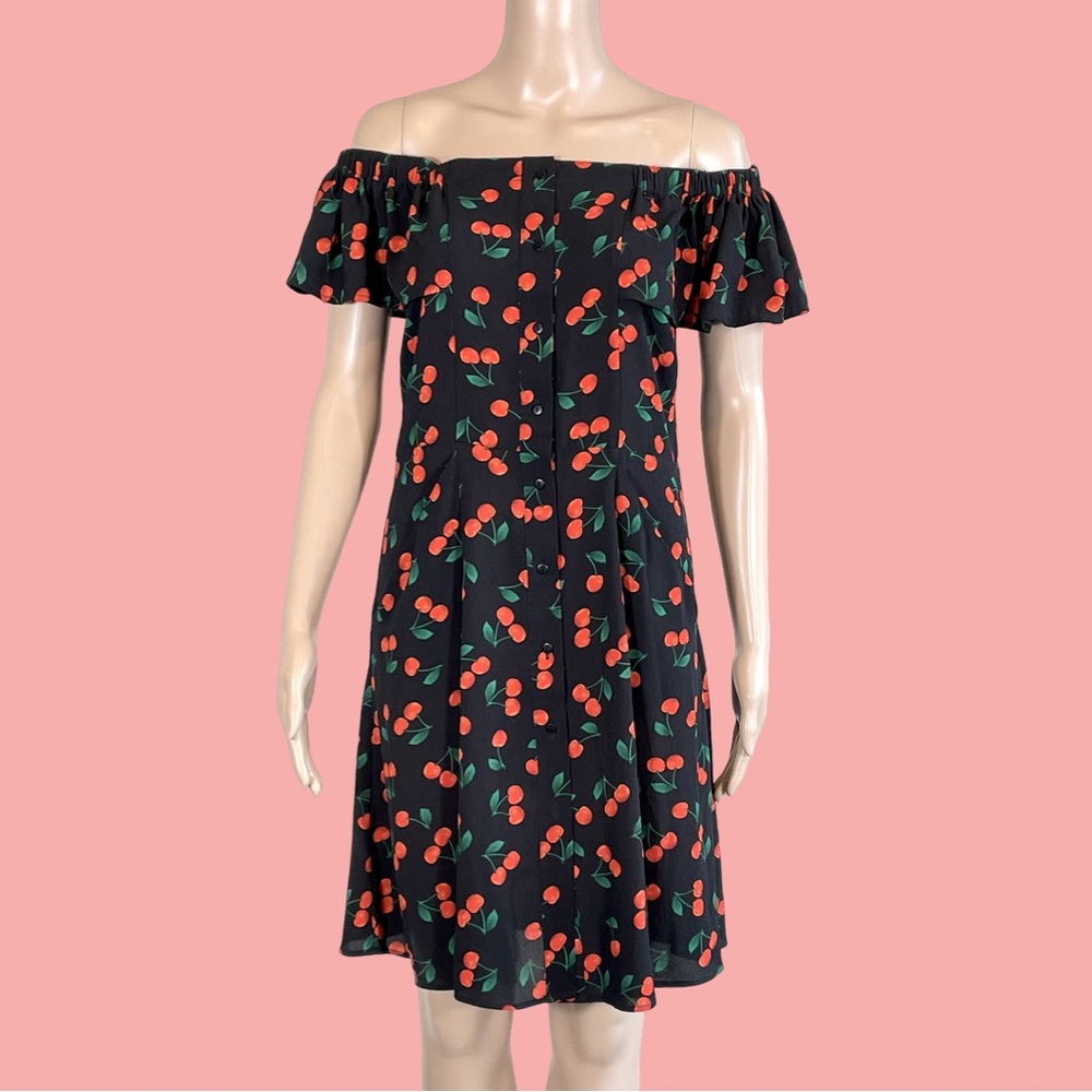 NWOT Romeo & Juliet Couture Womens Black Dress with Cherries Sz M